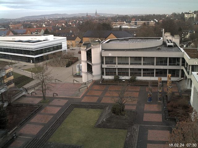 Foto der Webcam: Verwaltungsgeb&auml;ude, Innenhof mit Audimax, H&ouml;rsaal-Geb&auml;ude 1
