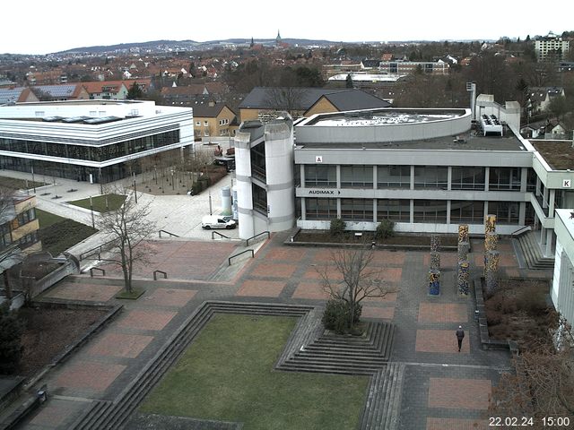 Foto der Webcam: Verwaltungsgeb&auml;ude, Innenhof mit Audimax, H&ouml;rsaal-Geb&auml;ude 1