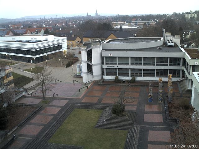 Foto der Webcam: Verwaltungsgeb&auml;ude, Innenhof mit Audimax, H&ouml;rsaal-Geb&auml;ude 1