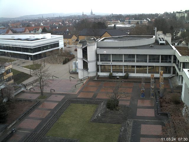 Foto der Webcam: Verwaltungsgeb&auml;ude, Innenhof mit Audimax, H&ouml;rsaal-Geb&auml;ude 1