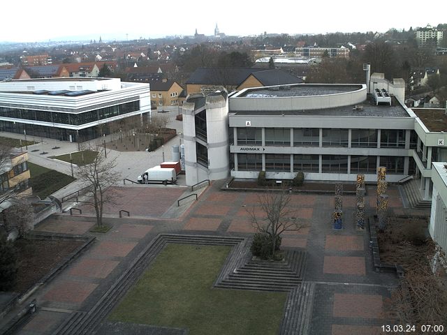 Foto der Webcam: Verwaltungsgeb&auml;ude, Innenhof mit Audimax, H&ouml;rsaal-Geb&auml;ude 1