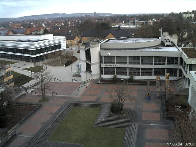 Foto der Webcam: Verwaltungsgeb&auml;ude, Innenhof mit Audimax, H&ouml;rsaal-Geb&auml;ude 1