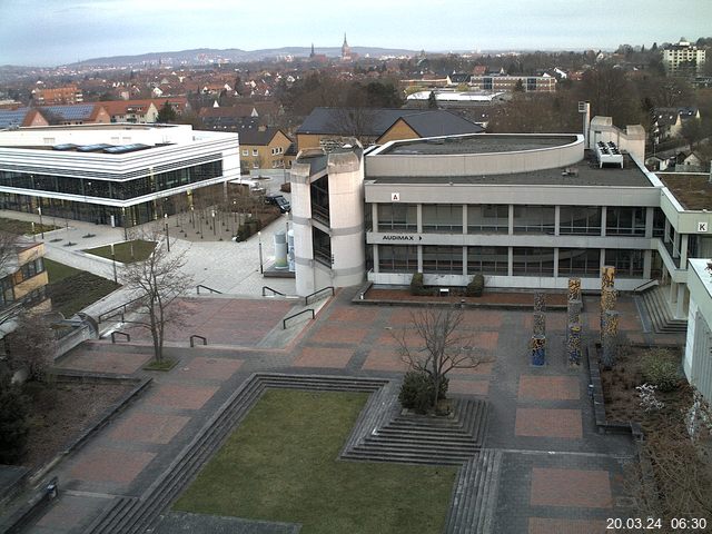 Foto der Webcam: Verwaltungsgeb&auml;ude, Innenhof mit Audimax, H&ouml;rsaal-Geb&auml;ude 1