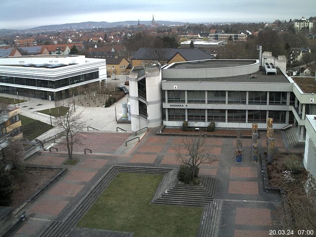 Foto der Webcam: Verwaltungsgeb&auml;ude, Innenhof mit Audimax, H&ouml;rsaal-Geb&auml;ude 1