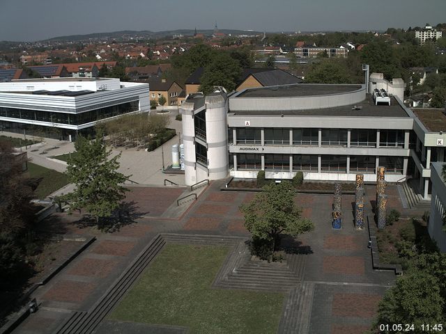 Foto der Webcam: Verwaltungsgeb&auml;ude, Innenhof mit Audimax, H&ouml;rsaal-Geb&auml;ude 1