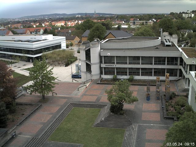 Foto der Webcam: Verwaltungsgebäude, Innenhof mit Audimax, Hörsaal-Gebäude 1