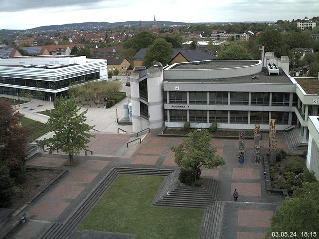 Foto der Webcam: Verwaltungsgebäude, Innenhof mit Audimax, Hörsaal-Gebäude 1