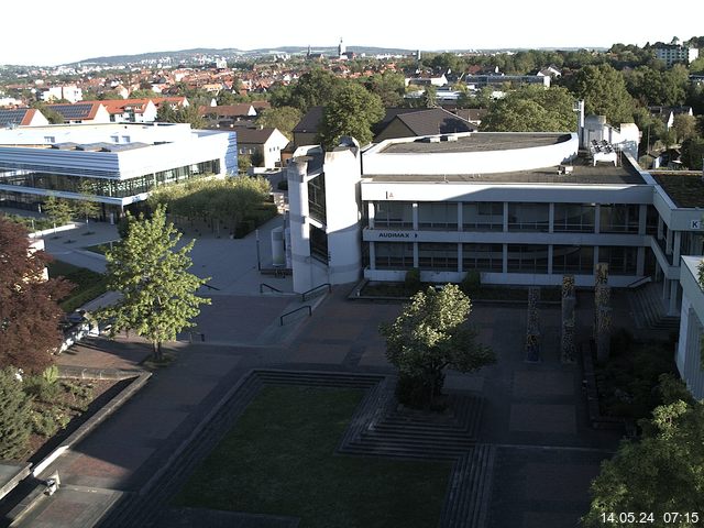 Foto der Webcam: Verwaltungsgebäude, Innenhof mit Audimax, Hörsaal-Gebäude 1