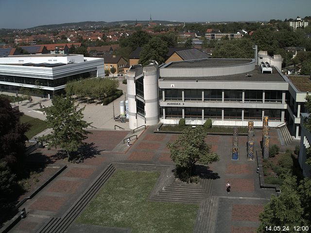 Foto der Webcam: Verwaltungsgebäude, Innenhof mit Audimax, Hörsaal-Gebäude 1