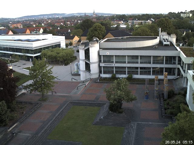 Foto der Webcam: Verwaltungsgebäude, Innenhof mit Audimax, Hörsaal-Gebäude 1