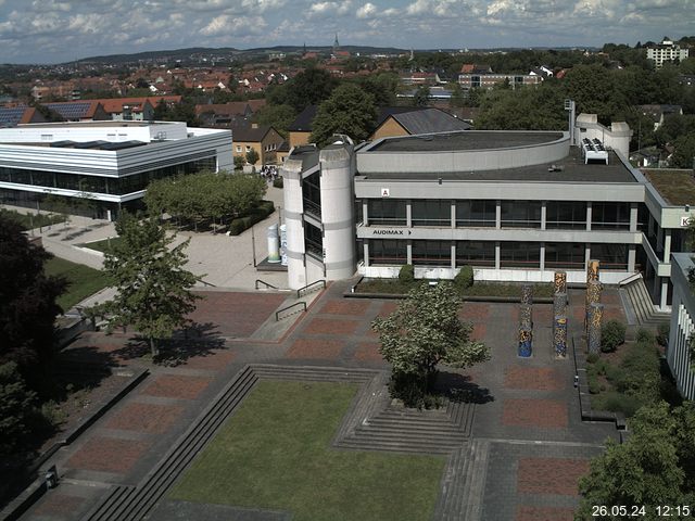 Foto der Webcam: Verwaltungsgebäude, Innenhof mit Audimax, Hörsaal-Gebäude 1