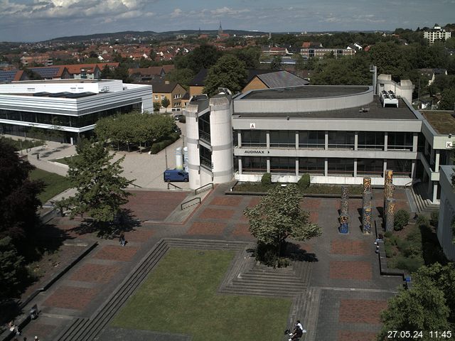 Foto der Webcam: Verwaltungsgebäude, Innenhof mit Audimax, Hörsaal-Gebäude 1