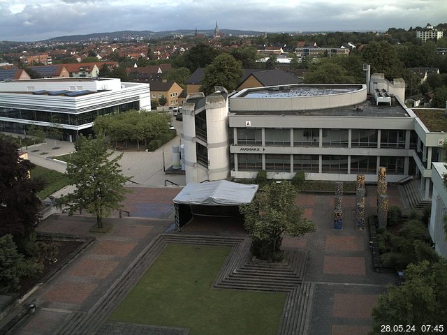 Foto der Webcam: Verwaltungsgebäude, Innenhof mit Audimax, Hörsaal-Gebäude 1