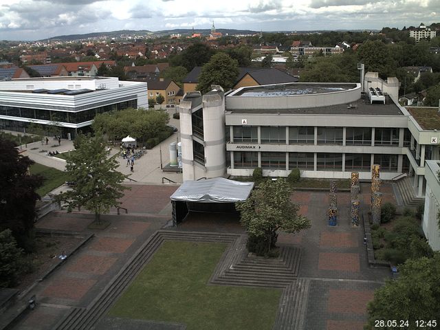 Foto der Webcam: Verwaltungsgebäude, Innenhof mit Audimax, Hörsaal-Gebäude 1