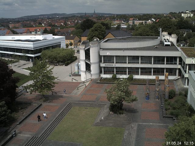 Foto der Webcam: Verwaltungsgebäude, Innenhof mit Audimax, Hörsaal-Gebäude 1