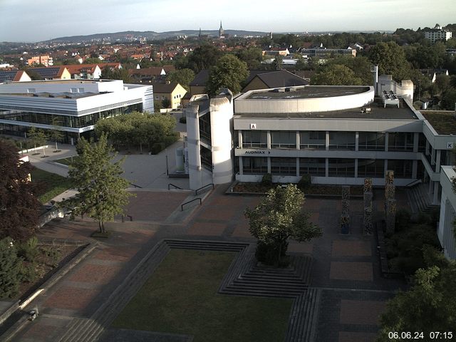 Foto der Webcam: Verwaltungsgebäude, Innenhof mit Audimax, Hörsaal-Gebäude 1