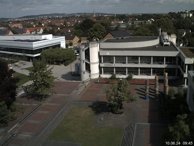 Foto der Webcam: Verwaltungsgebäude, Innenhof mit Audimax, Hörsaal-Gebäude 1