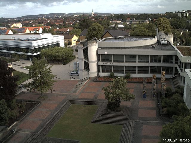 Foto der Webcam: Verwaltungsgebäude, Innenhof mit Audimax, Hörsaal-Gebäude 1