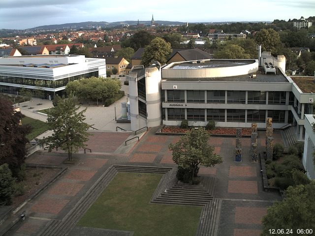 Foto der Webcam: Verwaltungsgebäude, Innenhof mit Audimax, Hörsaal-Gebäude 1