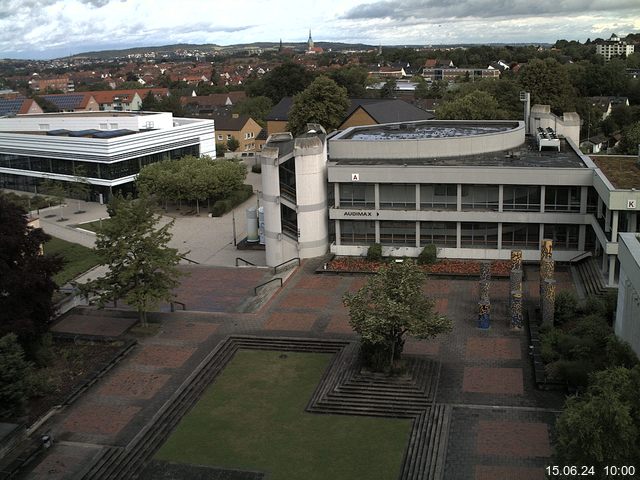 Foto der Webcam: Verwaltungsgebäude, Innenhof mit Audimax, Hörsaal-Gebäude 1