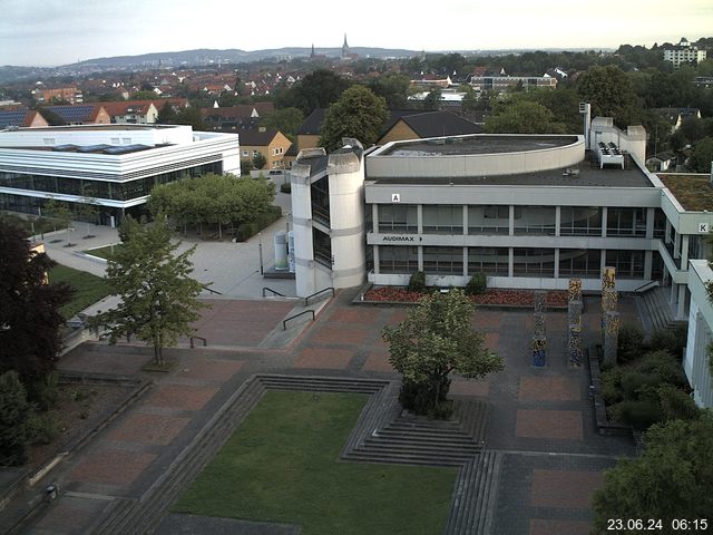 Foto der Webcam: Verwaltungsgebäude, Innenhof mit Audimax, Hörsaal-Gebäude 1