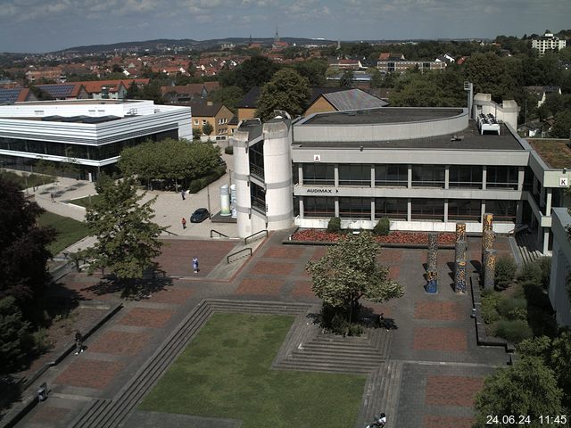 Foto der Webcam: Verwaltungsgebäude, Innenhof mit Audimax, Hörsaal-Gebäude 1