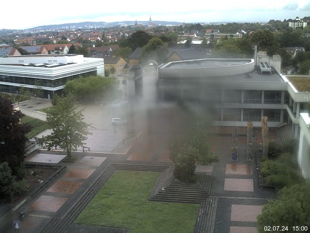 Foto der Webcam: Verwaltungsgebäude, Innenhof mit Audimax, Hörsaal-Gebäude 1