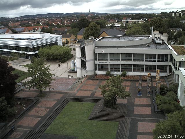 Foto der Webcam: Verwaltungsgebäude, Innenhof mit Audimax, Hörsaal-Gebäude 1