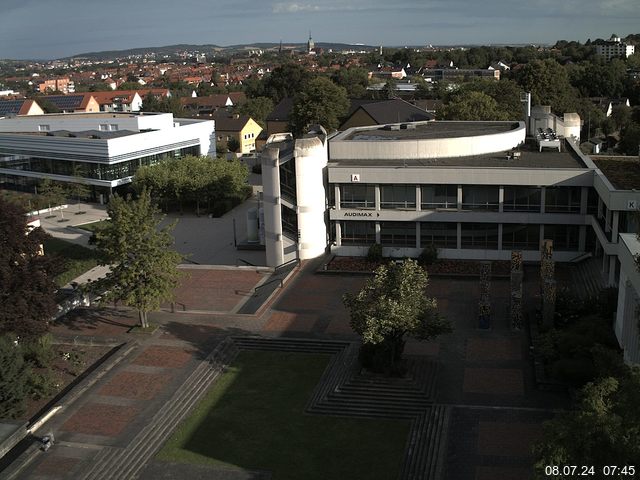 Foto der Webcam: Verwaltungsgebäude, Innenhof mit Audimax, Hörsaal-Gebäude 1