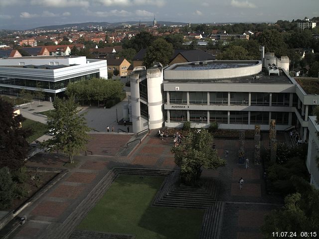 Foto der Webcam: Verwaltungsgebäude, Innenhof mit Audimax, Hörsaal-Gebäude 1