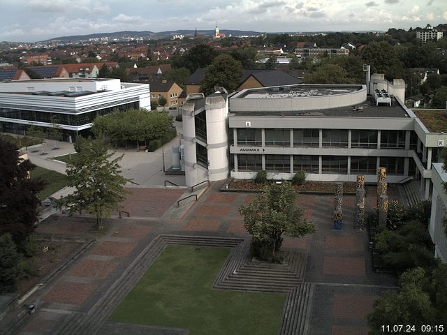 Foto der Webcam: Verwaltungsgebäude, Innenhof mit Audimax, Hörsaal-Gebäude 1