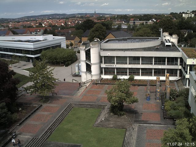 Foto der Webcam: Verwaltungsgebäude, Innenhof mit Audimax, Hörsaal-Gebäude 1