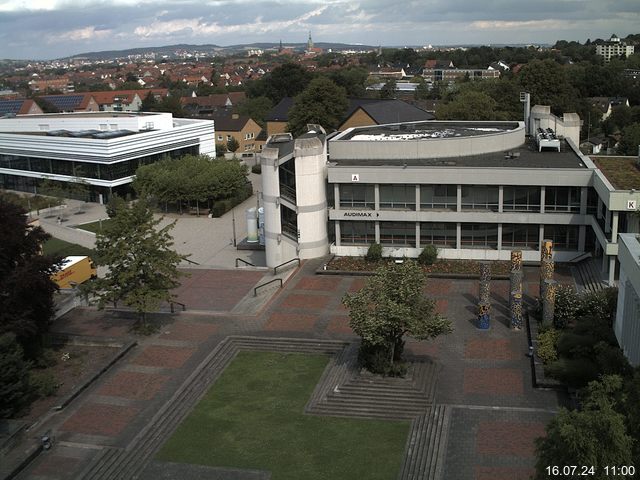 Foto der Webcam: Verwaltungsgebäude, Innenhof mit Audimax, Hörsaal-Gebäude 1