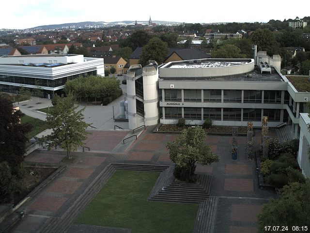 Foto der Webcam: Verwaltungsgebäude, Innenhof mit Audimax, Hörsaal-Gebäude 1