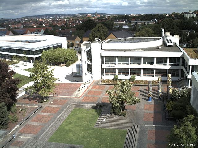 Foto der Webcam: Verwaltungsgebäude, Innenhof mit Audimax, Hörsaal-Gebäude 1