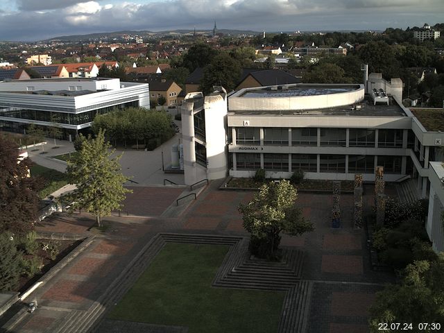 Foto der Webcam: Verwaltungsgebäude, Innenhof mit Audimax, Hörsaal-Gebäude 1