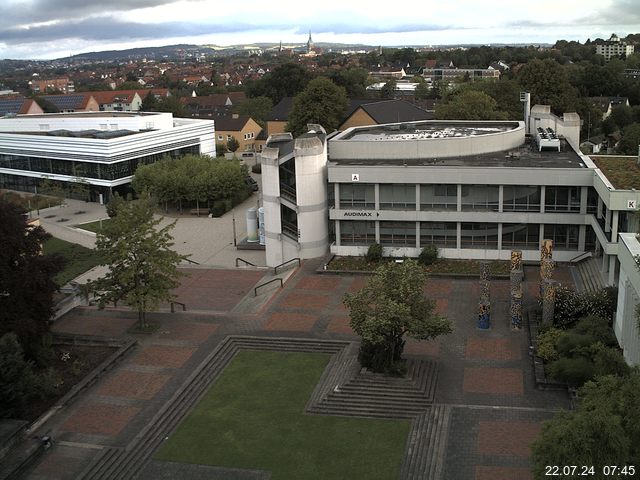 Foto der Webcam: Verwaltungsgebäude, Innenhof mit Audimax, Hörsaal-Gebäude 1