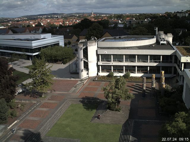 Foto der Webcam: Verwaltungsgebäude, Innenhof mit Audimax, Hörsaal-Gebäude 1