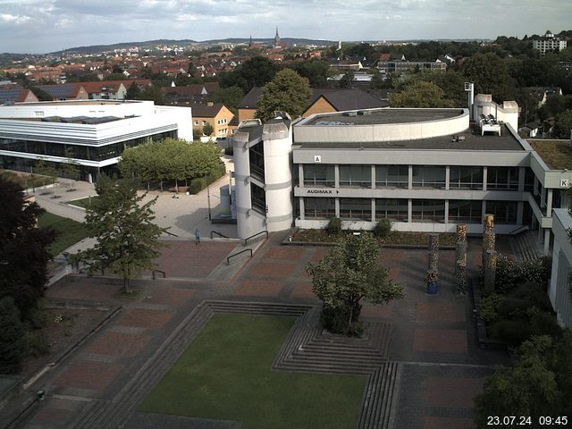 Foto der Webcam: Verwaltungsgebäude, Innenhof mit Audimax, Hörsaal-Gebäude 1