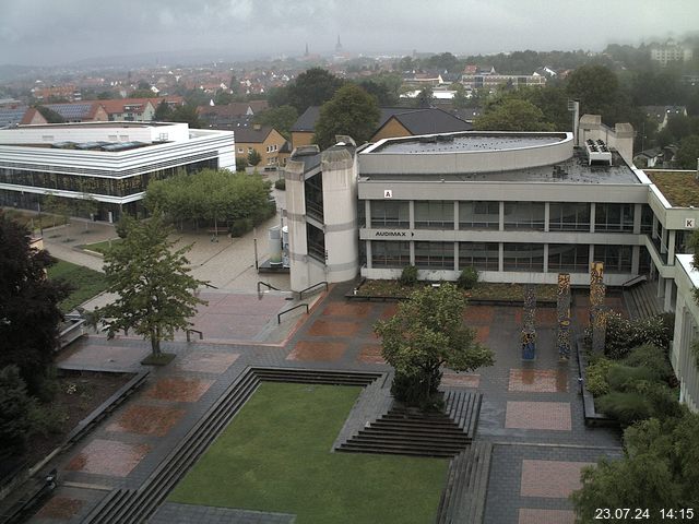 Foto der Webcam: Verwaltungsgebäude, Innenhof mit Audimax, Hörsaal-Gebäude 1