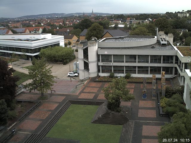 Foto der Webcam: Verwaltungsgebäude, Innenhof mit Audimax, Hörsaal-Gebäude 1