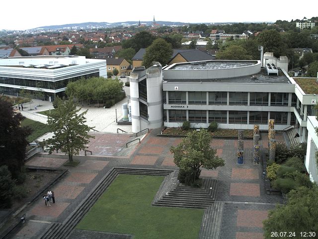 Foto der Webcam: Verwaltungsgebäude, Innenhof mit Audimax, Hörsaal-Gebäude 1