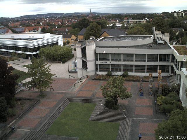 Foto der Webcam: Verwaltungsgebäude, Innenhof mit Audimax, Hörsaal-Gebäude 1