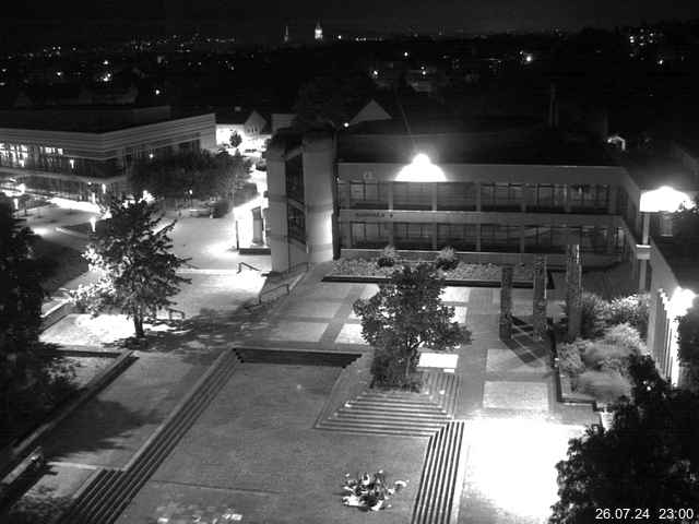 Foto der Webcam: Verwaltungsgebäude, Innenhof mit Audimax, Hörsaal-Gebäude 1