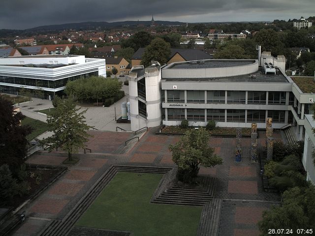 Foto der Webcam: Verwaltungsgebäude, Innenhof mit Audimax, Hörsaal-Gebäude 1