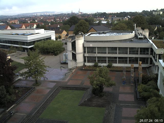 Foto der Webcam: Verwaltungsgebäude, Innenhof mit Audimax, Hörsaal-Gebäude 1