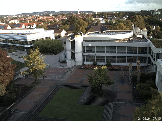 Foto der Webcam: Verwaltungsgebäude, Innenhof mit Audimax, Hörsaal-Gebäude 1