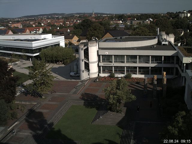 Foto der Webcam: Verwaltungsgebäude, Innenhof mit Audimax, Hörsaal-Gebäude 1