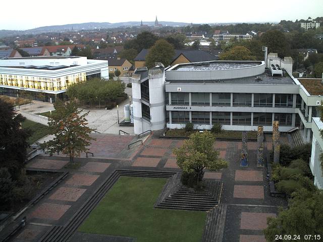 Foto der Webcam: Verwaltungsgebäude, Innenhof mit Audimax, Hörsaal-Gebäude 1