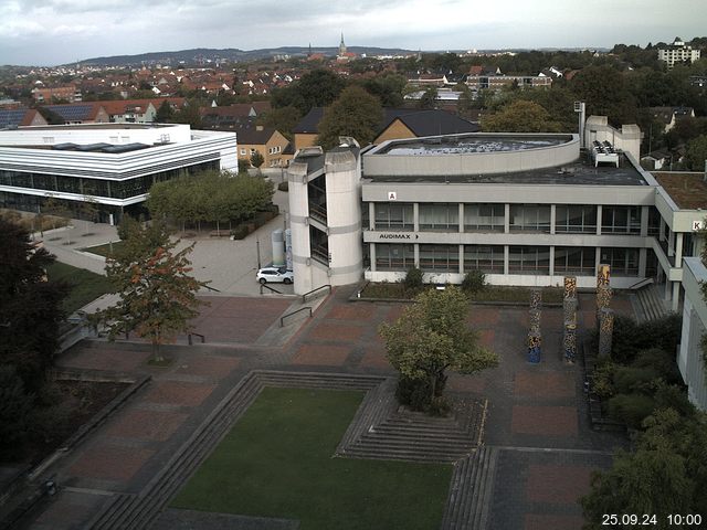 Foto der Webcam: Verwaltungsgebäude, Innenhof mit Audimax, Hörsaal-Gebäude 1